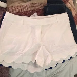 White scalloped shorts